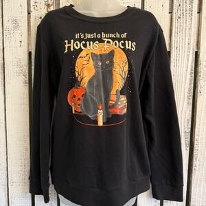 Hocus Pocus Black Cat Pumpkin Halloween‎ Sweatshirt XL Spooky Season Whimigoth